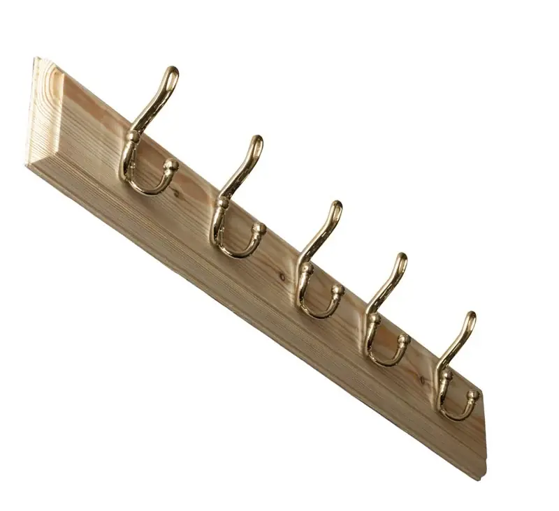 Koukkulista 65 cm mänty, kaksoishattu koukku, messinki Sertifioitu