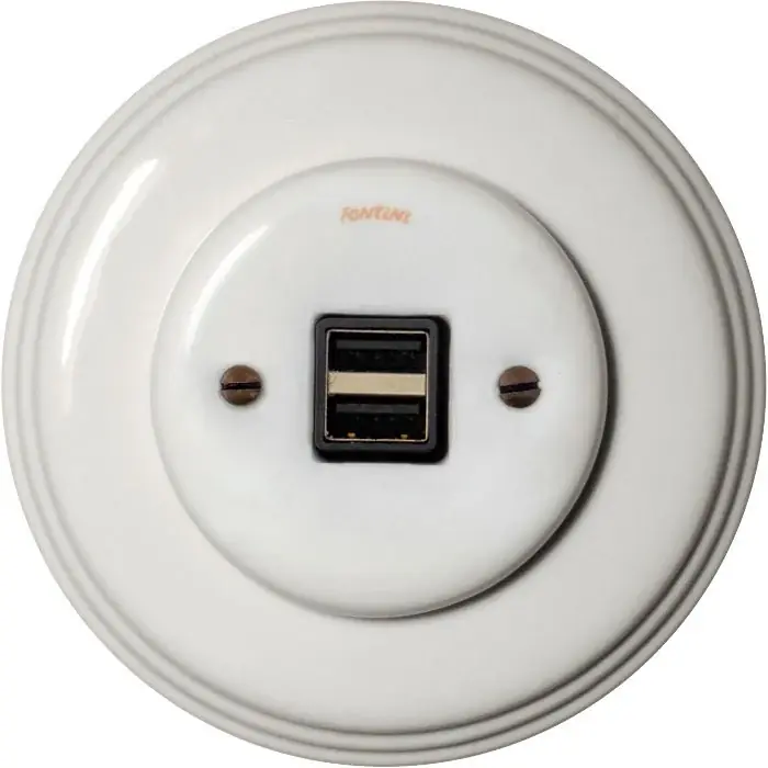 USB-liitäntä - Valkoinen posliini, Garby Colonial Uusi Malli