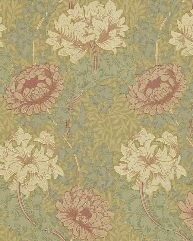 William Morris & Co. Tapetti - Chrysanthemum Pink/Yellow/Green Superhinta