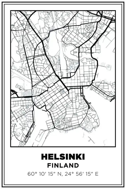 Helsinki Kartta Seinajuliste Korkea Laatu