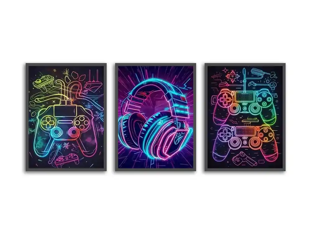 Edullinen Hinta Juliste - Gaming Neon Art / Setti 3