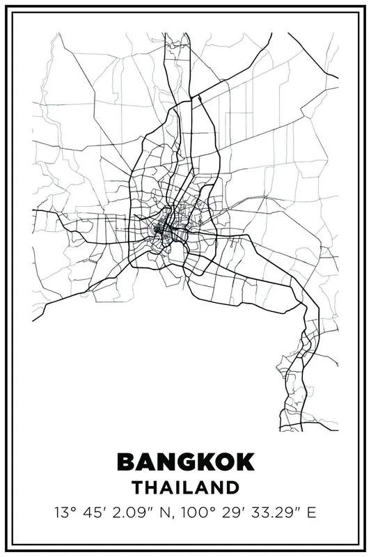 Bangkok Kartta Juliste Erikoistarjous
