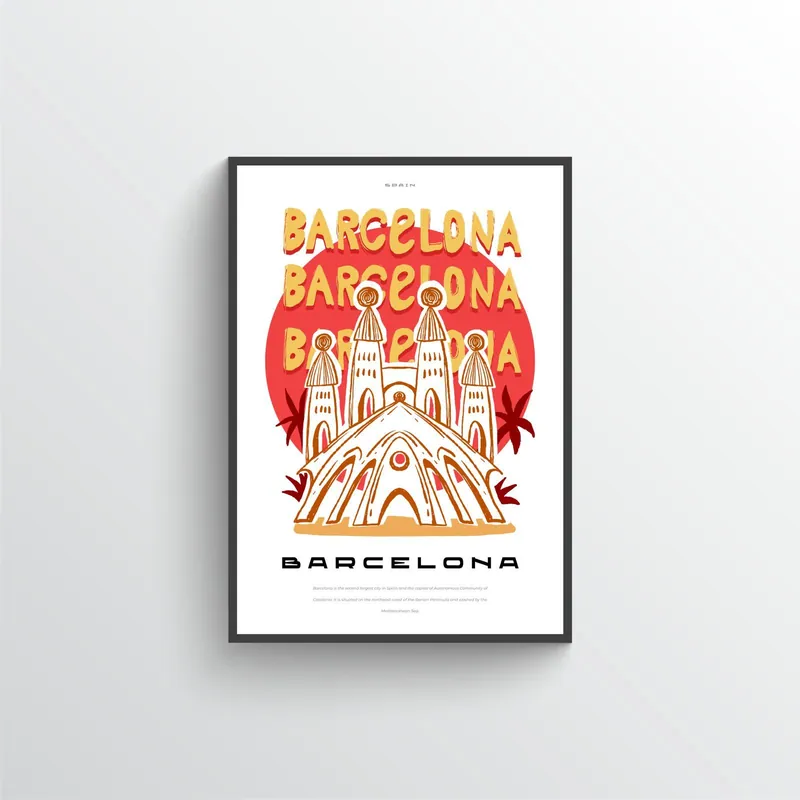 Pikatoimitus Barcelona Illustratiivijuliste