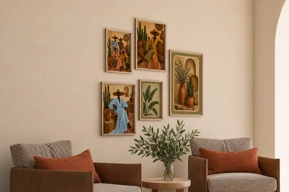 Turvallinen Maksu Galleriaseinä – Afrohemian – 5 kpl n setti