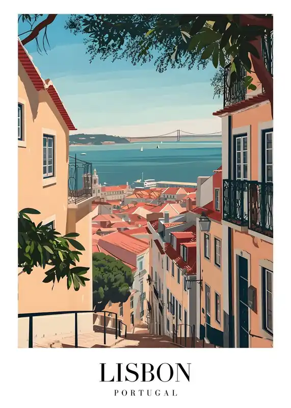 Edullinen Juliste - Lissabon kaupunkimaisema