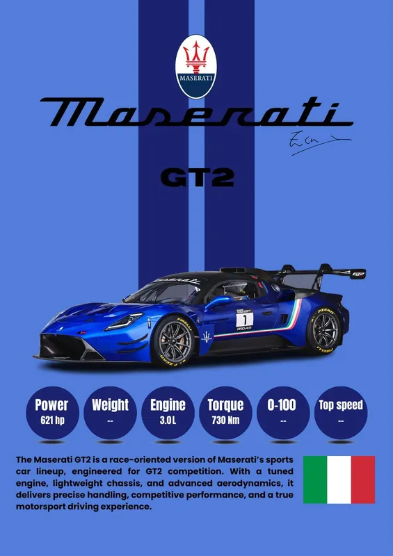 Flash-Tarjous Juliste - Maserati GT2 Kilpa-auto