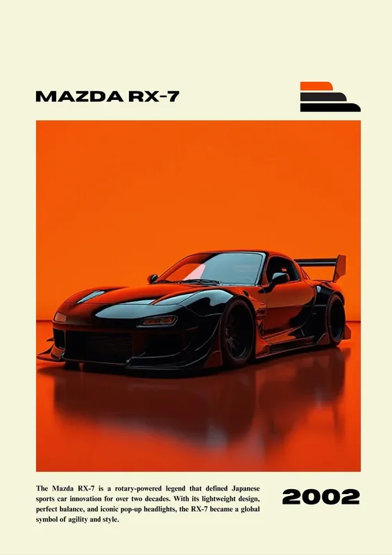 Juliste - Mazda RX-7 ja Corvette Z06 / Setti 2 Tehdashinta