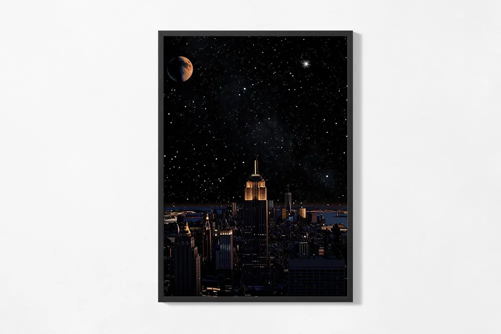 Uusi Malli Juliste - New Yorkin siluetti yöllä