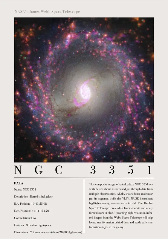 Alkuperäinen Juliste - NGC 3351 Kiertogalaksi