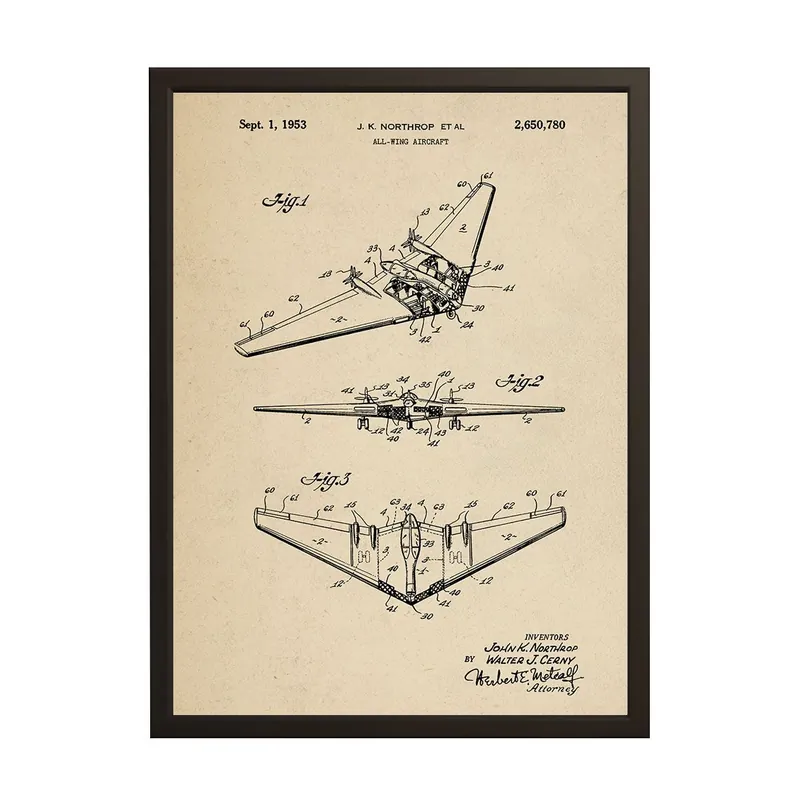 Sertifioitu Patenttipiirros Juliste - All-Wing Aircraft
