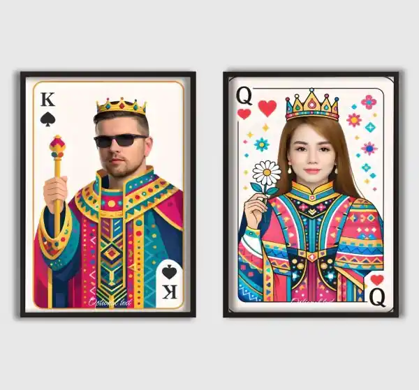 Flash-Tarjous Personoitava juliste - Kuningas & Kuningatar - 2 kpl - AI-juliste