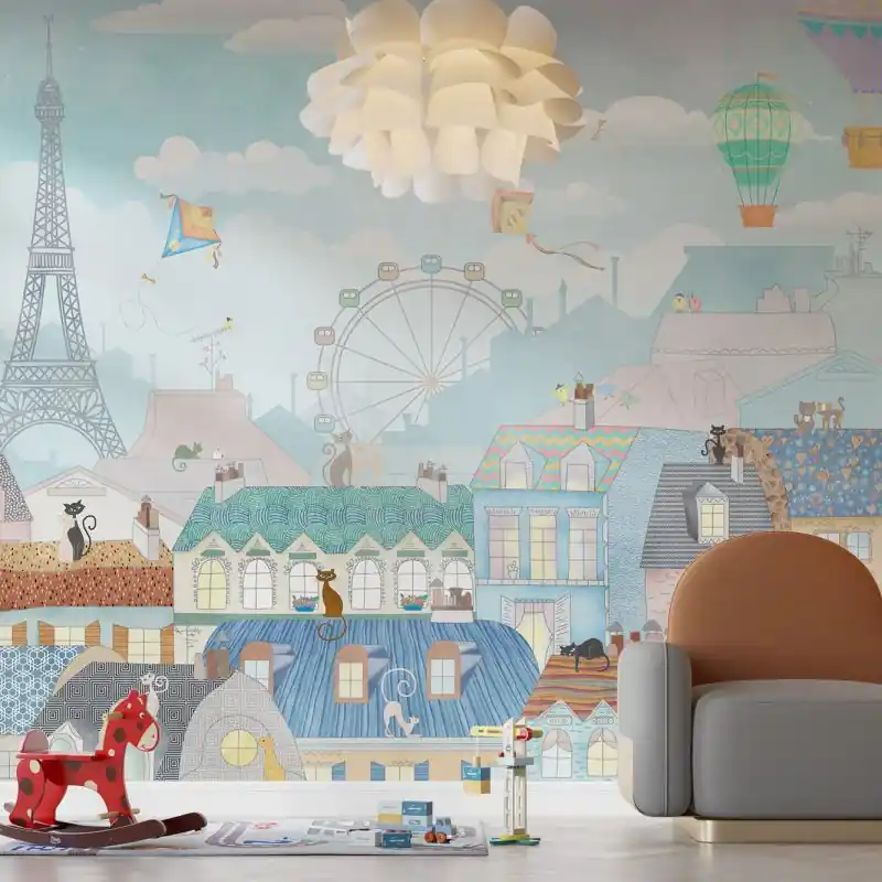 Tapetti - Pariisin fantasia kaupunkimaisema Superhinta