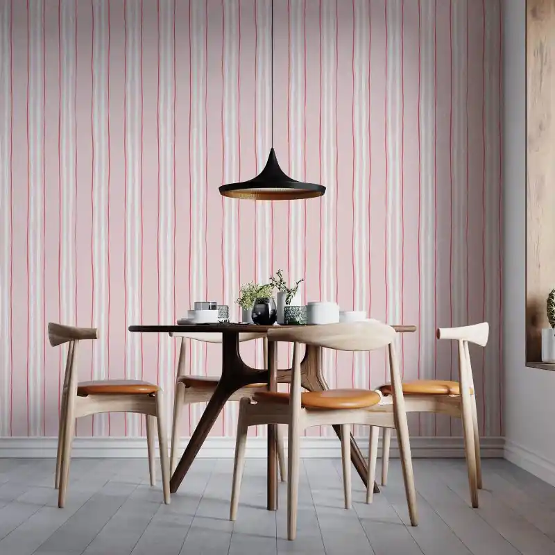 Suoraan Valmistajalta Tapetti - Vaaleanpunainen Raidallinen Eleganssi