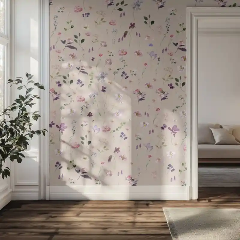 Uutuus Tapetti – Beige kukka-aihe