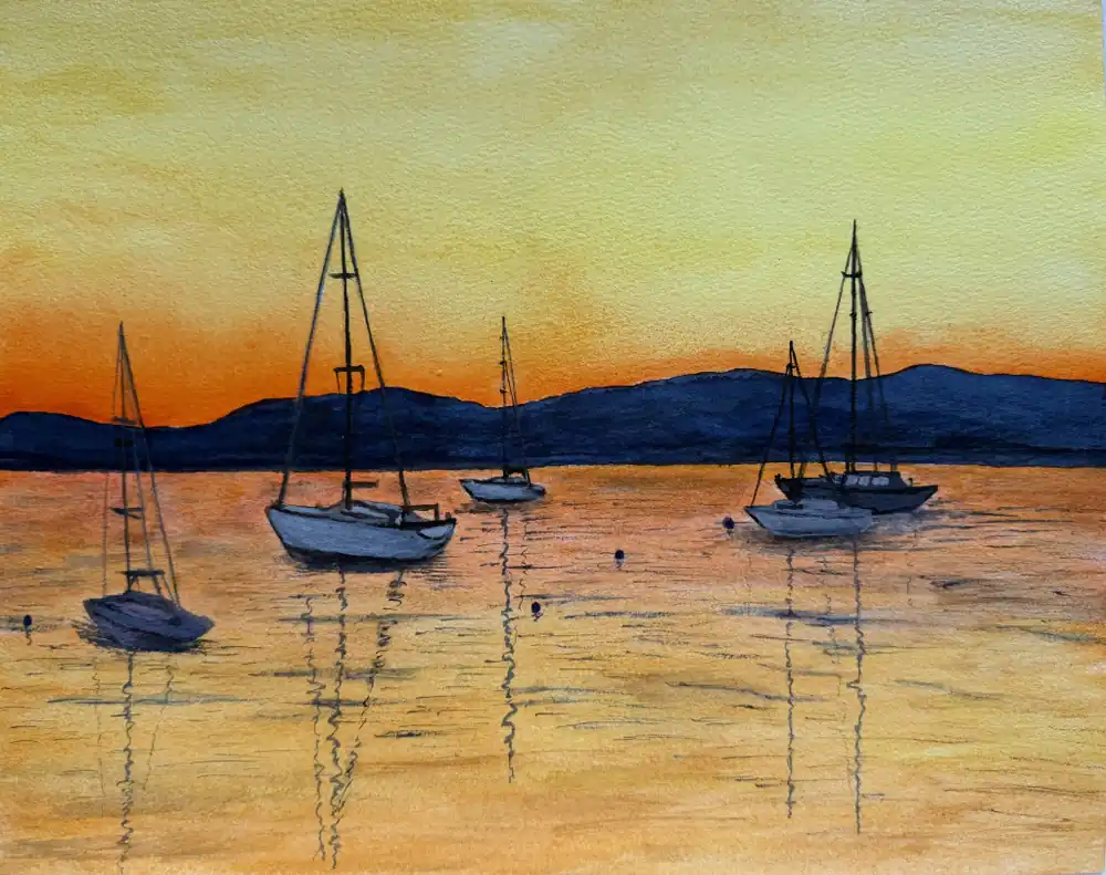 Neré Montenegro. Veneet auringonlaskussa Tilaa Heti