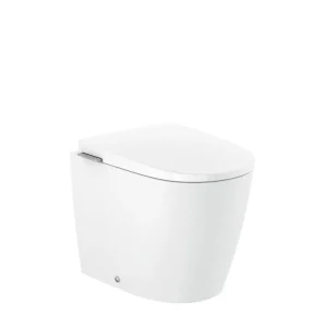 Superhinta Roca Avant WC-istuin lattiaan integroidulla huuhtelusäiliöllä rimless pyörrehuuhtelu ulkoinen vesiliitäntä kiiltävä valkoinen Supraglaze