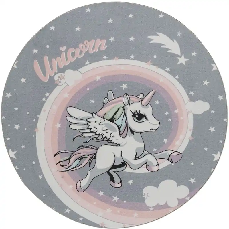 Alkuperäinen Pyöreä matto Benina Play Unicorn Ø120cm harmaa