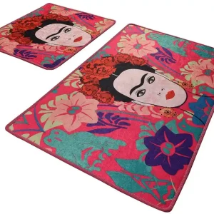 Aito Kylpyhuonemattosetti Linento Frida, 2kpl, pinkki