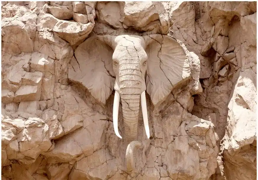 Turvallinen Maksu Sisustustarra Artgeist Elephant Carving eri kokoja