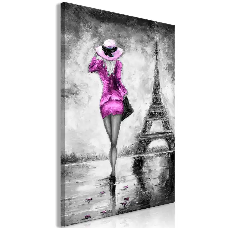 Aito Canvas-taulu Artgeist Parisian Woman Pink, 1-osainen, pystysuuntainen, eri kokoja