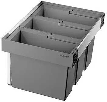 Jäteyksikkö Blanco Flexon II Low 60/3, 3x15L, harmaa Rajoitettu Tarjous
